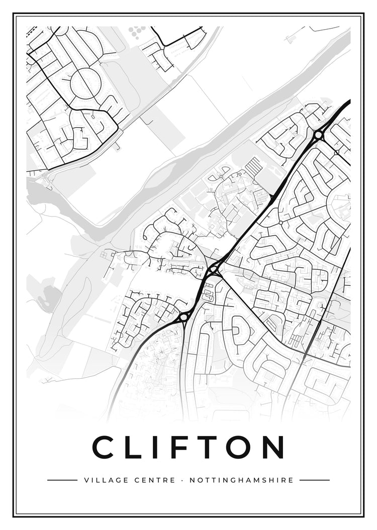 Clifton Village Centre Street Map Poster