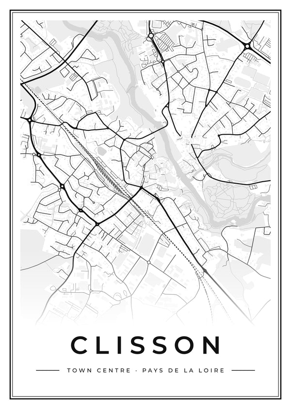 Clisson Town Centre Street Map Poster