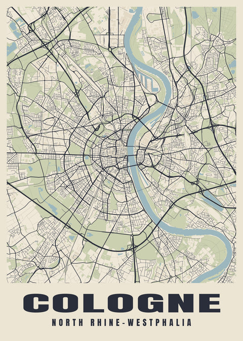 Cologne Street Map Poster
