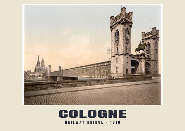 Railway Bridge, Cologne — 1910 · Vintage photochrom print