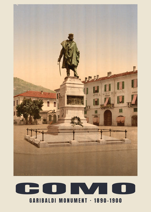 Monument à Garibaldi, Como — 1890–1900 · Tirage photochrome ancien