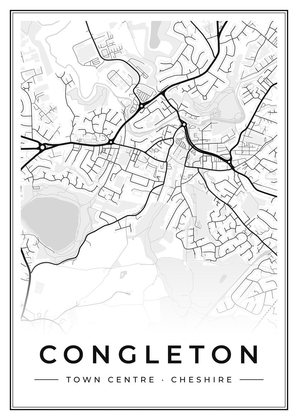 Congleton Town Centre Street Map Poster