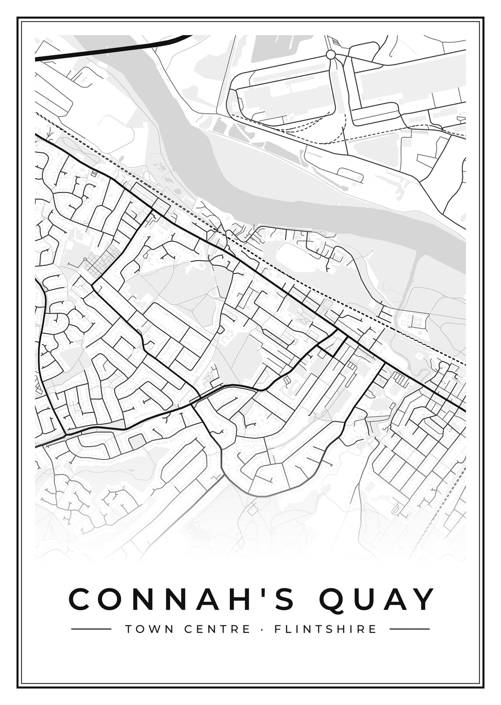 Connah's Quay Town Centre Street Map Poster