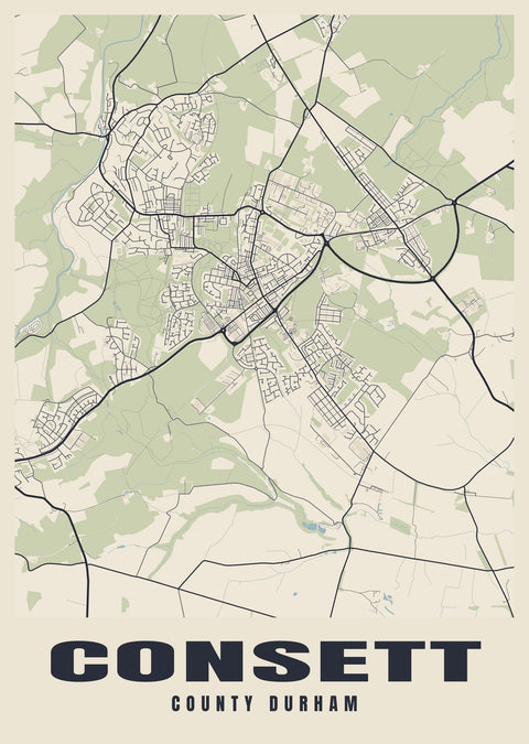 Consett Street Map Poster
