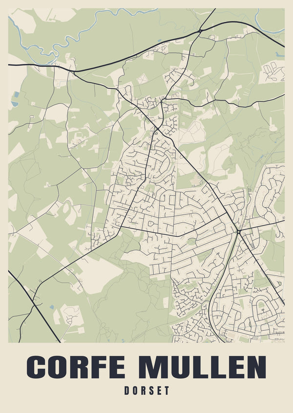 Corfe Mullen Street Map Poster