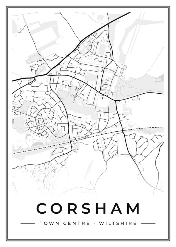 Corsham Town Centre Street Map Poster