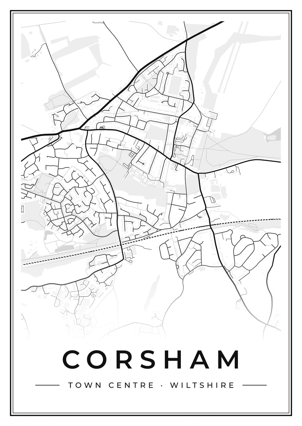 Corsham Town Centre Street Map Poster