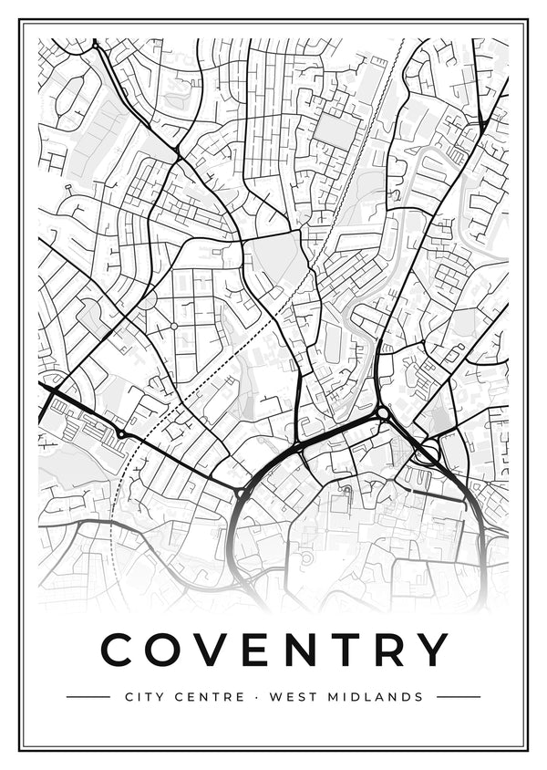 Coventry City Centre Street Map Poster