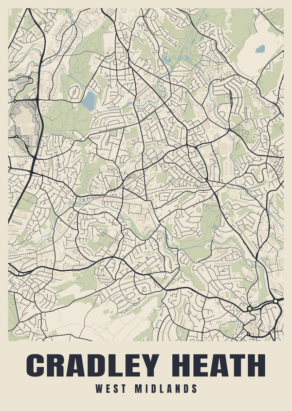 Cradley Heath Street Map Poster