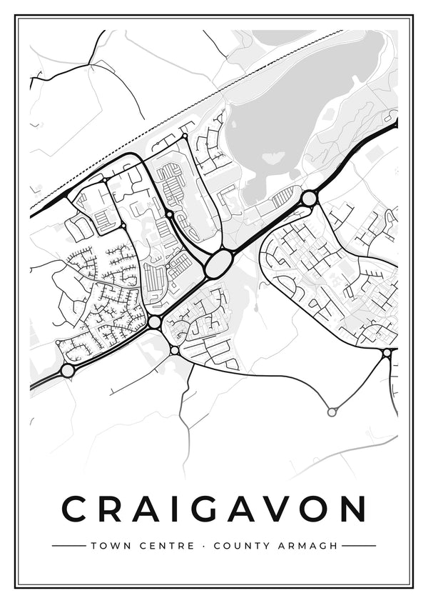 Craigavon Town Centre Street Map Poster
