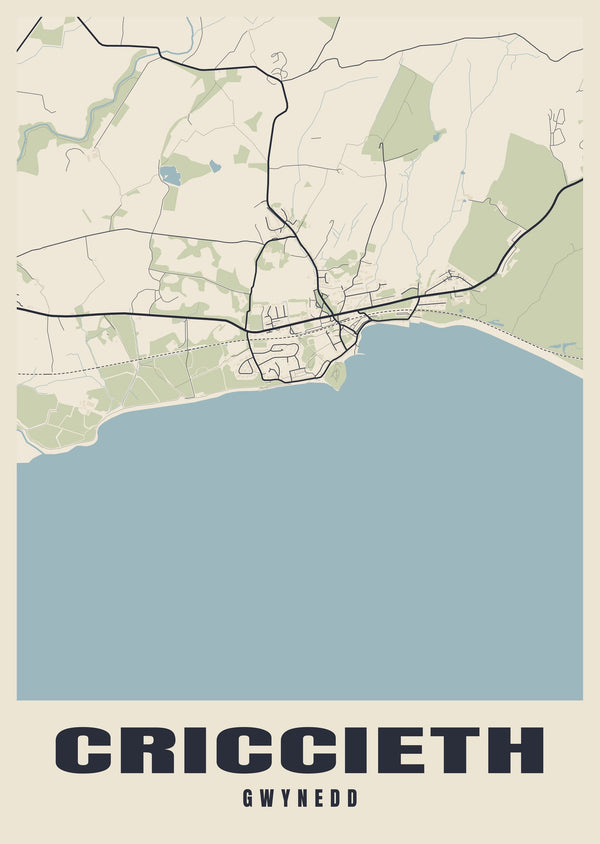 Criccieth Street Map Poster