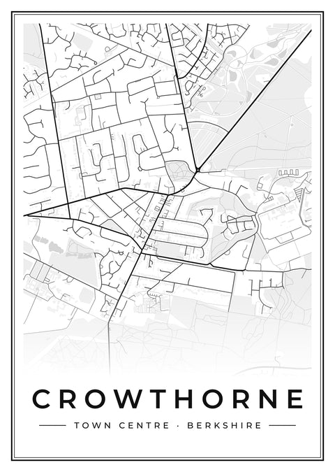 Crowthorne Town Centre Street Map Poster