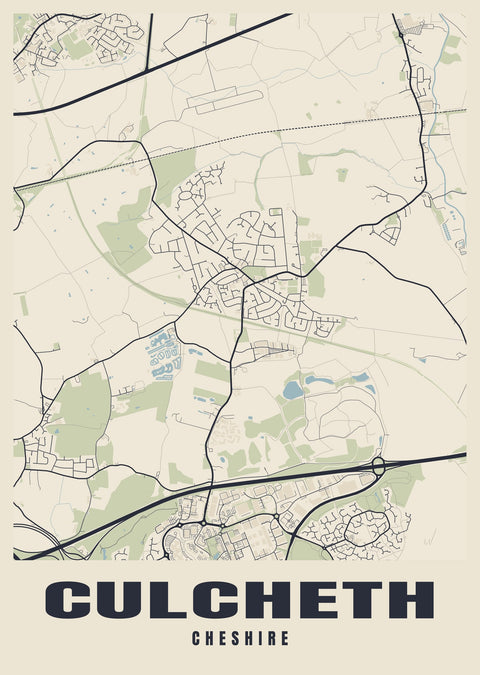 Culcheth Street Map Poster