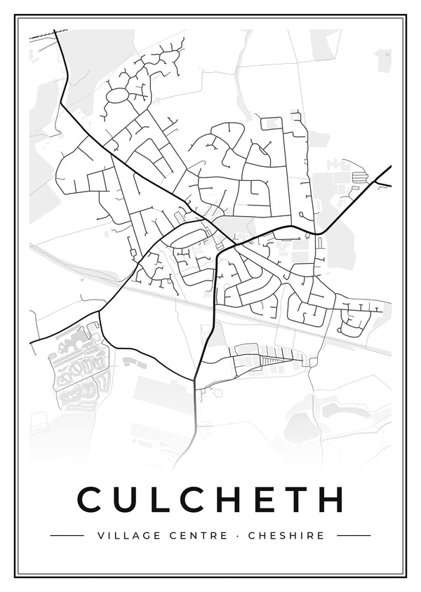 Culcheth Village Centre Street Map Poster
