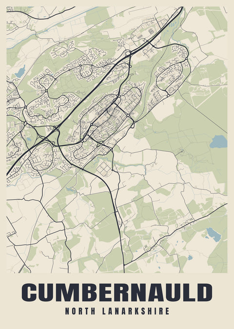 Cumbernauld Street Map Poster