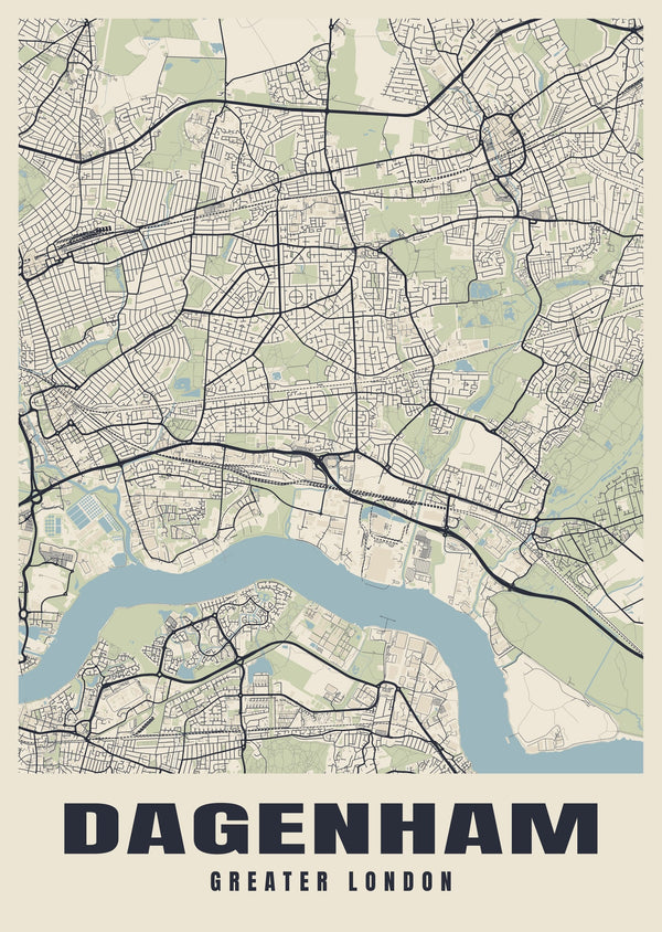 Dagenham Street Map Poster
