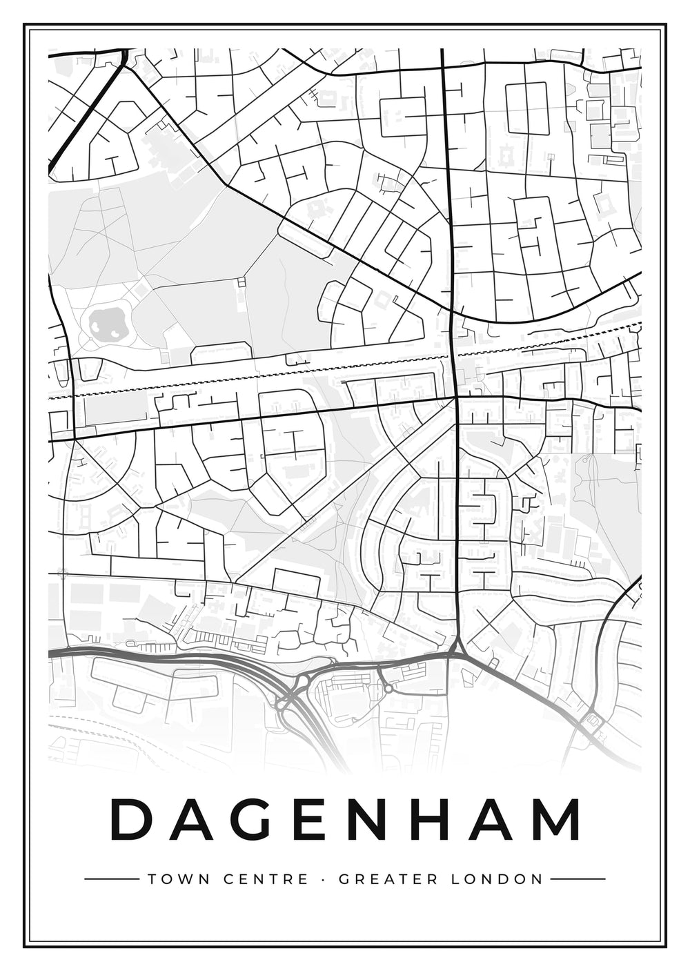 Dagenham Town Centre Street Map Poster
