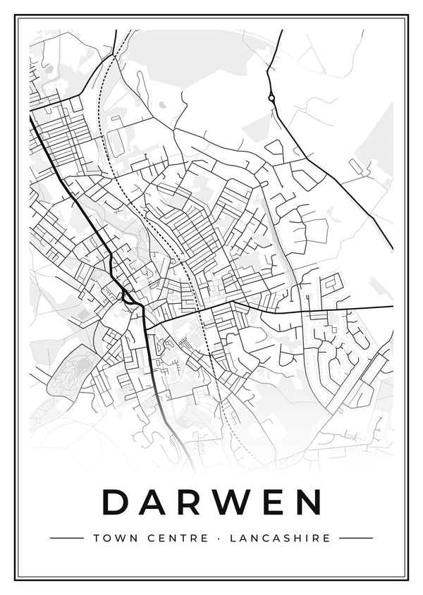 Darwen Town Centre Street Map Poster