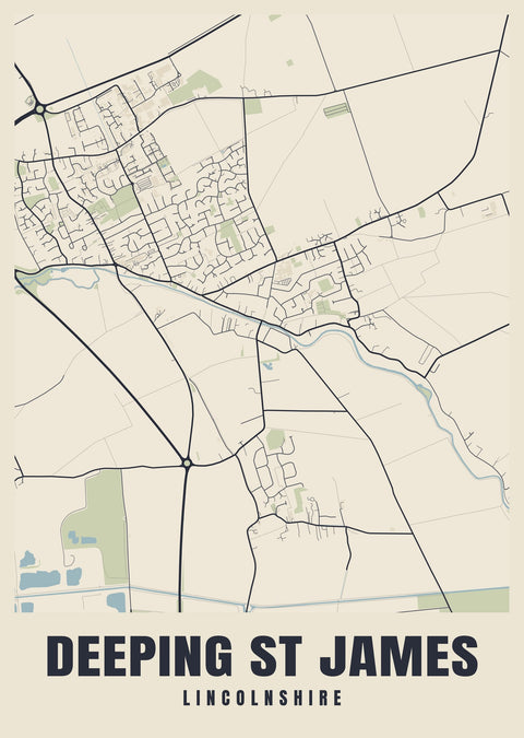 Deeping St James Street Map Poster