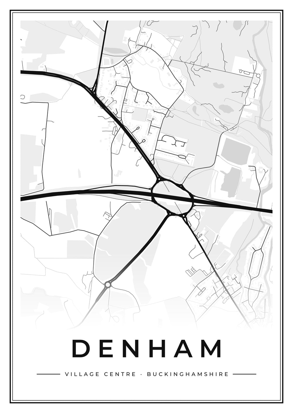 Denham Village Centre Street Map Poster