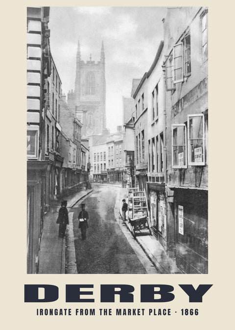 Irongate desde Market Place, Derby — 1866