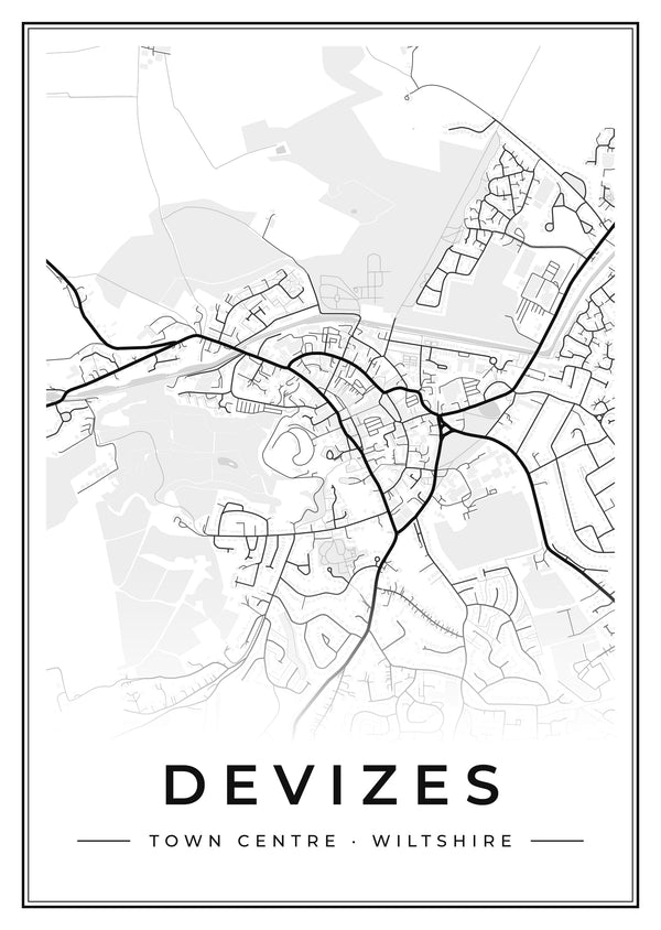Devizes Town Centre Street Map Poster