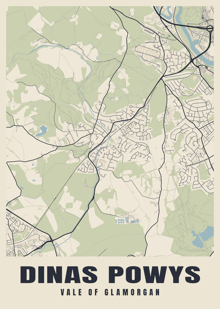 Dinas Powys Street Map Poster
