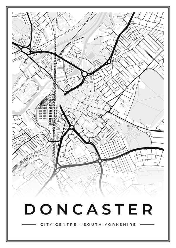 Doncaster City Centre Street Map Poster