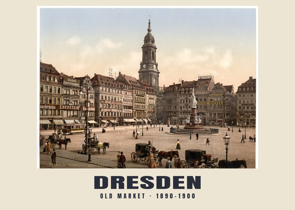 Mercato vecchio, Dresden — 1890–1900 · Stampa di fotocromo d’epoca
