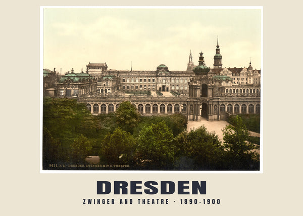 Zwinger e Teatro, Dresden — 1890–1900 · Stampa di fotocromo d’epoca