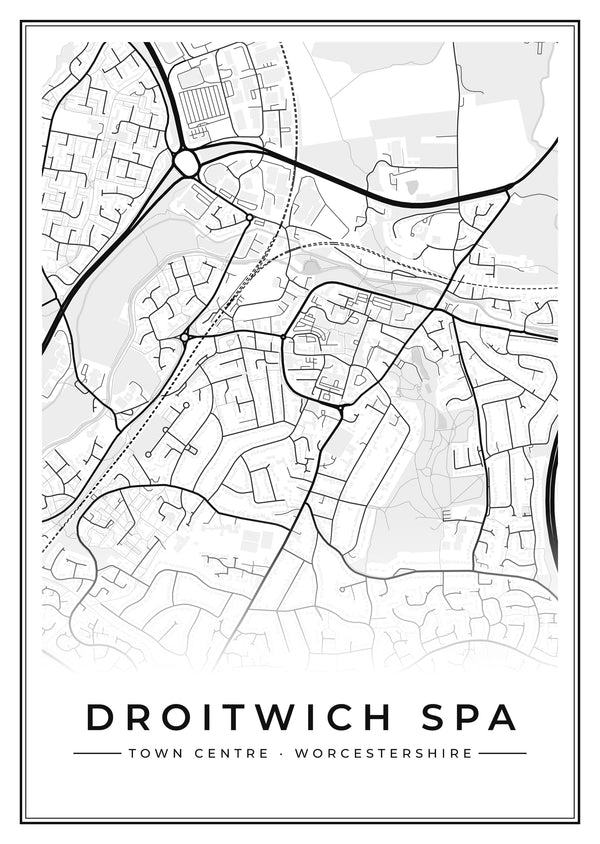 Droitwich Spa Town Centre Street Map Poster