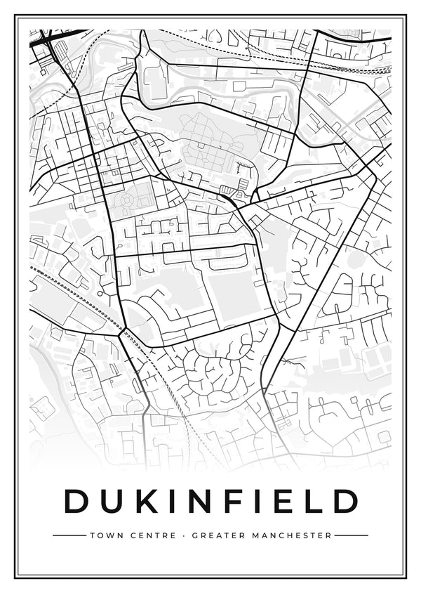 Dukinfield Town Centre Street Map Poster
