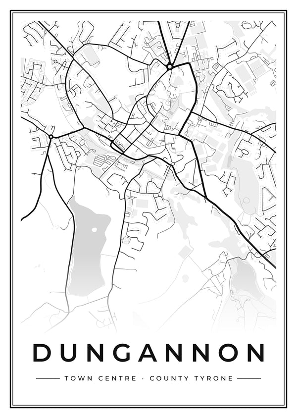 Dungannon Town Centre Street Map Poster