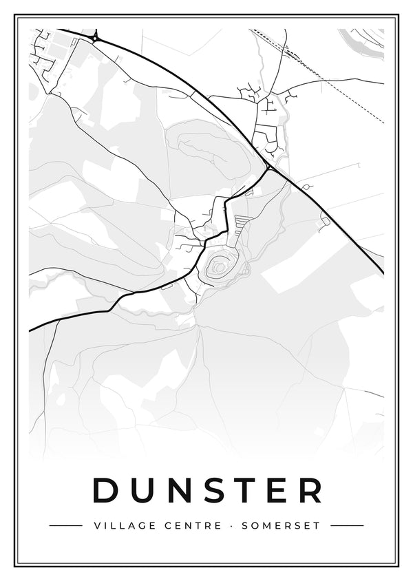 Dunster Village Centre Street Map Poster