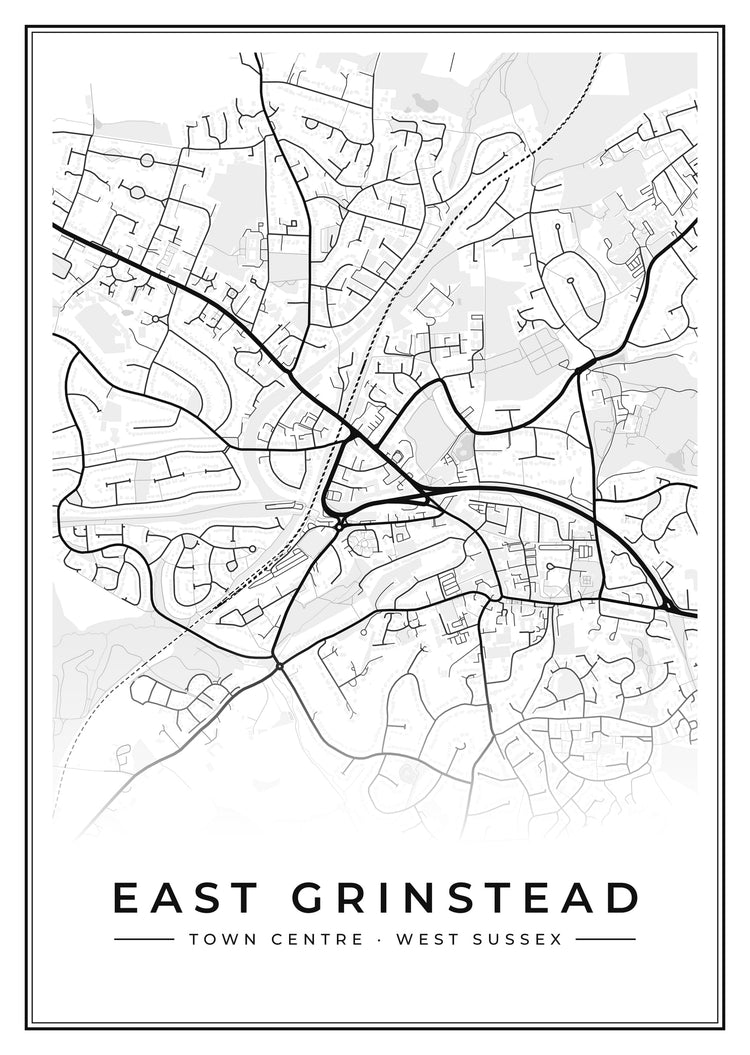 East Grinstead Town Centre Street Map Poster