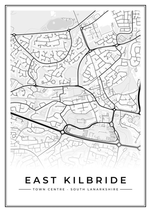 East Kilbride Town Centre Street Map Poster