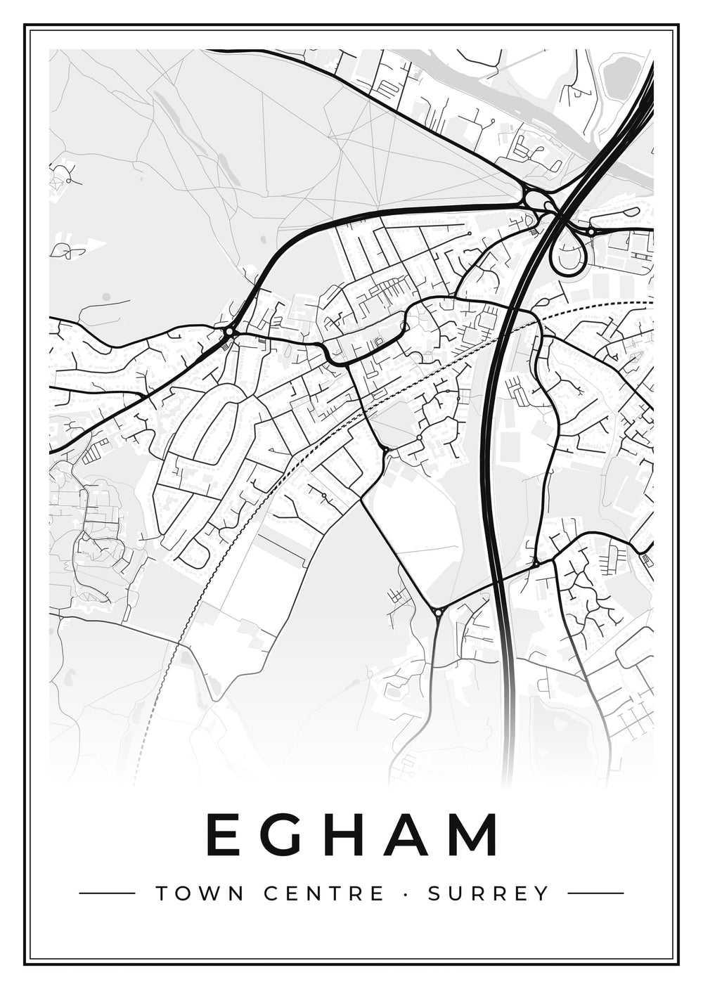 Egham Town Centre Street Map Poster
