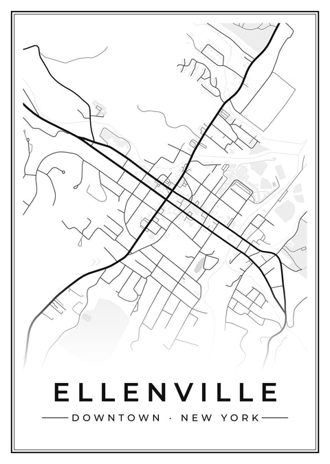 Ellenville Downtown Street Map Poster