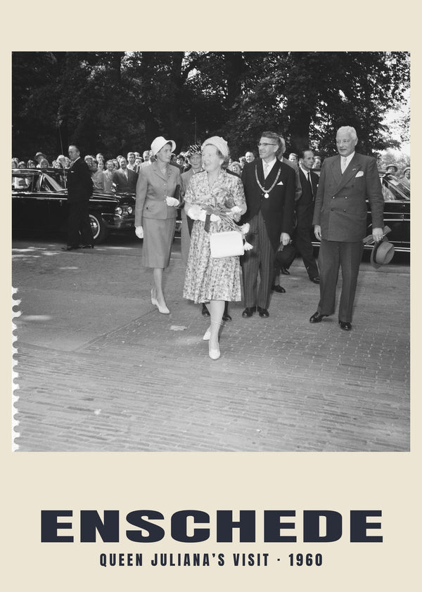Wizyta królowej Juliany, Enschede — 1960 · Historyczny wydruk fotograficzny