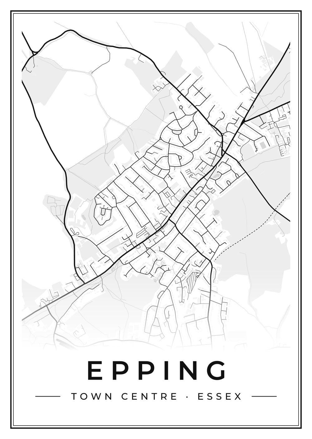 Epping Town Centre Street Map Poster