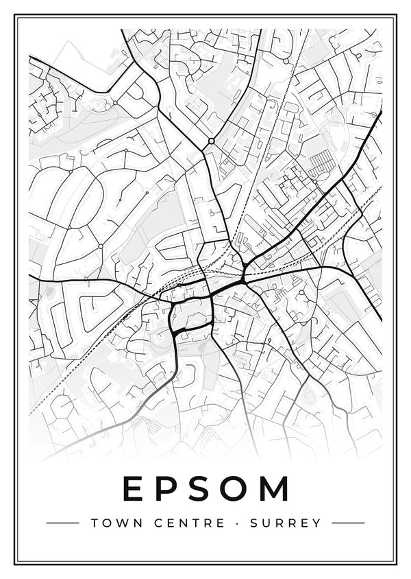 Epsom Town Centre Street Map Poster