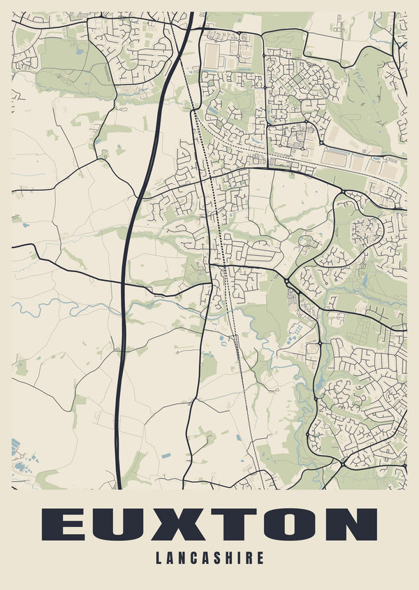 Euxton Street Map Poster