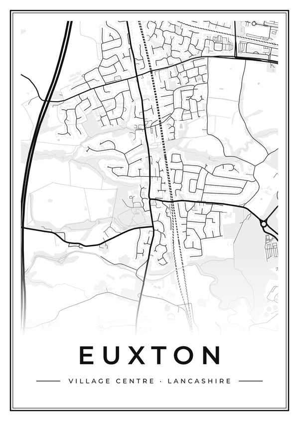 Euxton Village Centre Street Map Poster