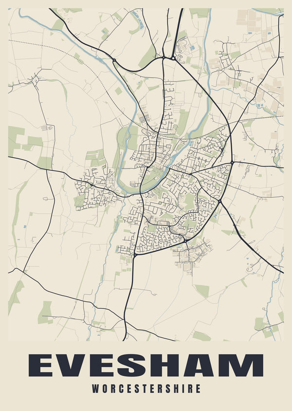 Evesham Street Map Poster