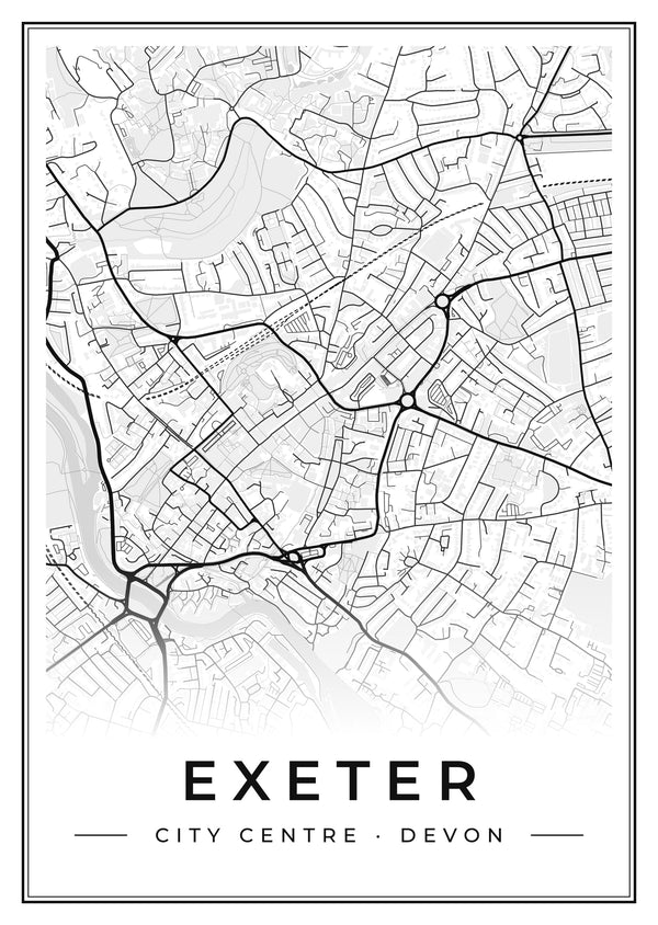 Exeter City Centre Street Map Poster