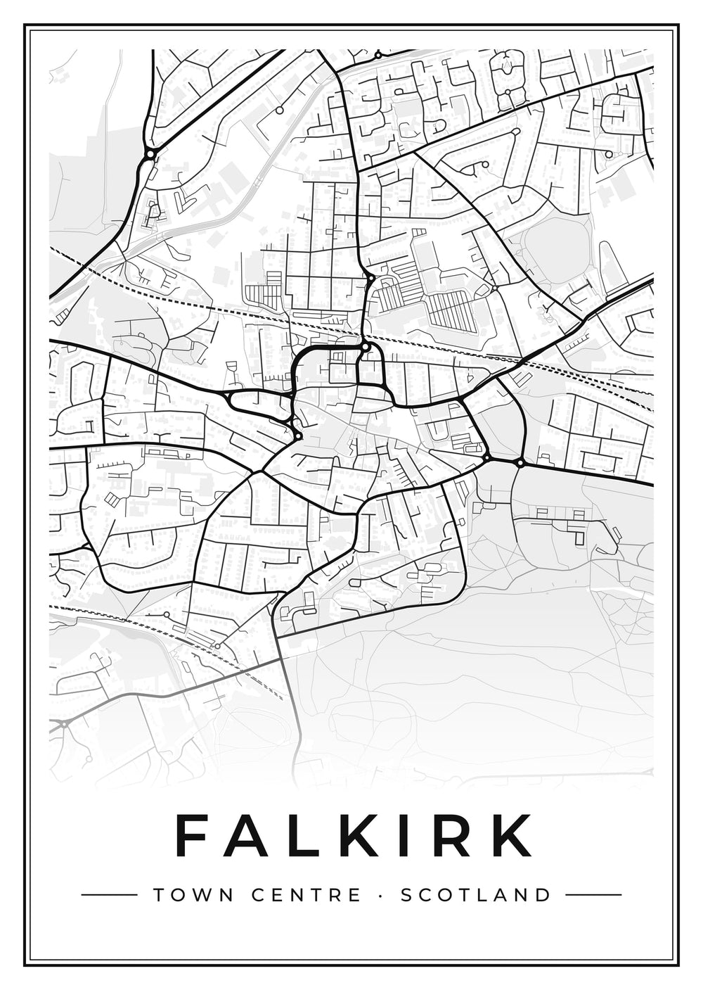 Falkirk Town Centre Street Map Poster