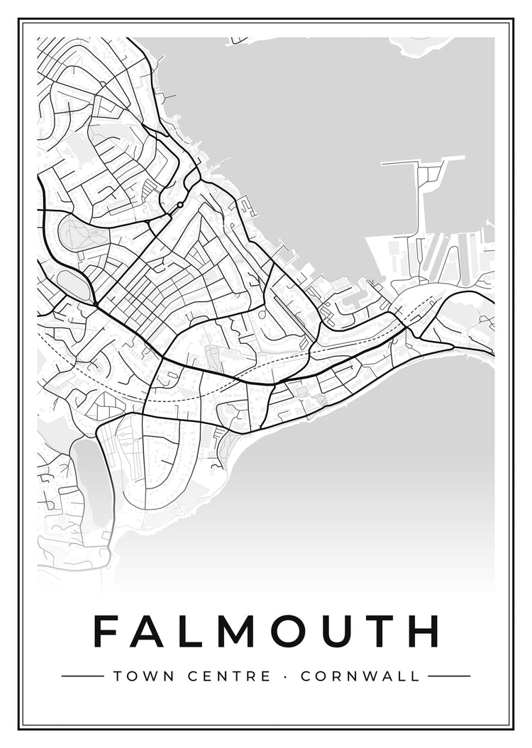 Falmouth Town Centre Street Map Poster