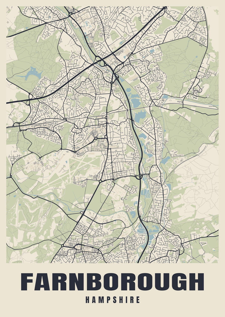 Farnborough Street Map Poster