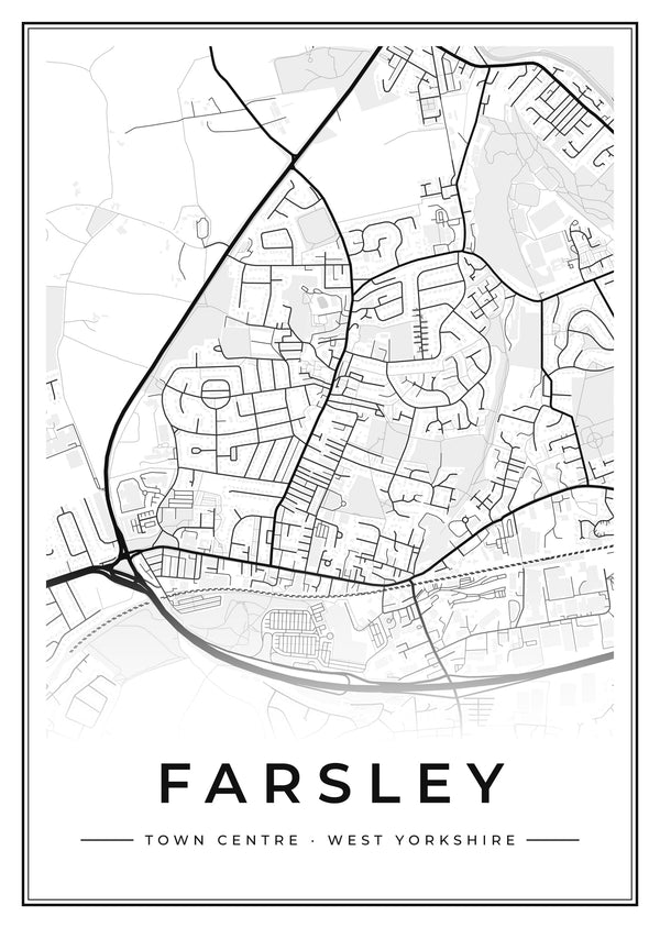 Farsley Town Centre Street Map Poster