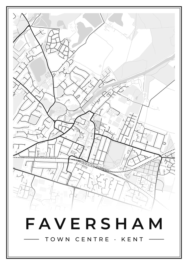 Faversham Town Centre Street Map Poster
